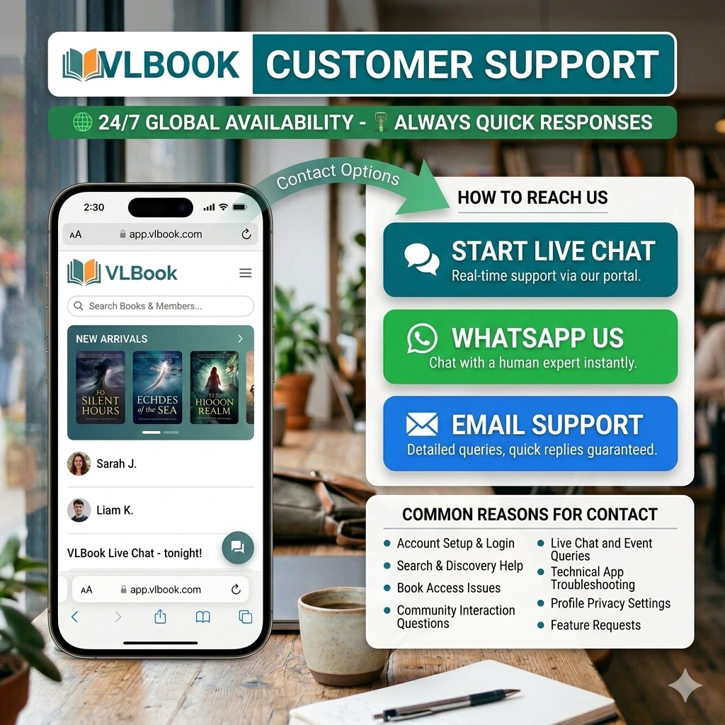 VLBook customer support available 24/7 via live chat WhatsApp and email for user assistance